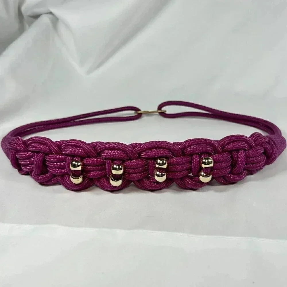 2/$30 Gold Bead Bungee Belt Purple